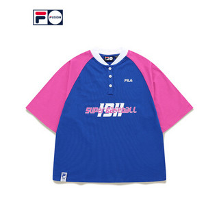 FILA FUSION 斐乐潮牌女装针织五分袖衫2021夏季新款运动宽松T恤 T11W122108F 稠蓝-BU（宽松版型，建议拍小一码） 165/84A/M