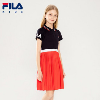 FILA KIDS斐乐儿童女童连衣裙两件套2021夏装新款儿童中大童裙子 传奇蓝-NV 140