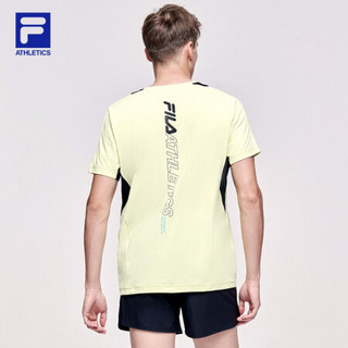 FILA ATHLETICS 斐乐男子短袖T恤 2021年夏季新款运动透气短袖T男 水雅黄-YE 190/108A/XXXL