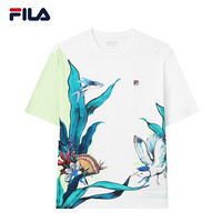 FILA 斐乐官方男子短袖T恤 2021年夏季新款优雅休闲短袖纯棉T恤男 标准白-ZA 175/96A/L