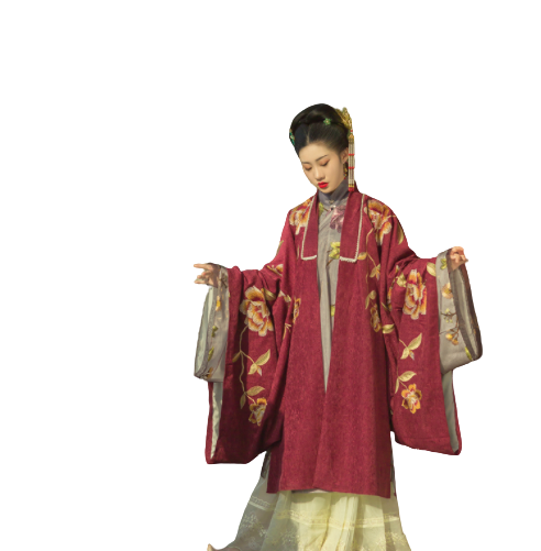 采梦集 明制汉服 容华 女士披风 暗红 S