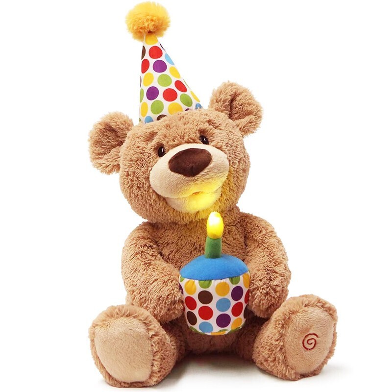 GUND 冈德 6049942 生日快乐声动泰迪熊毛绒玩具