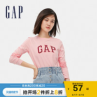 Gap 盖璞 Gap女装LOGO套头纯棉休闲长袖T恤619047春季新款宽松打底衫女