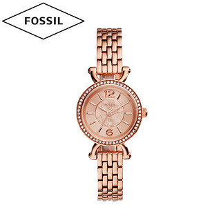 FOSSIL 化石（Fossil）手表 杨紫明星同款 欧美时尚简约石英女表 女士潮流时装腕表 气质玫瑰金盘钢带镶钻表壳ES3894