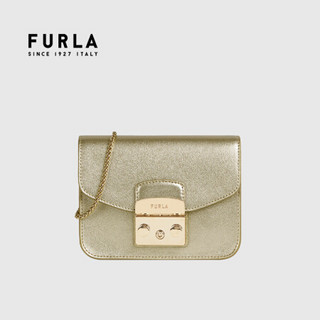 芙拉 FURLA 21SS春夏 奢侈品 METROPOLIS系列女士银色迷你号斜挎包