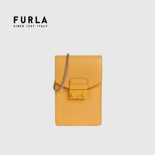 芙拉 FURLA 21SS春夏 奢侈品 METROPOLIS系列女士黄色迷你号单肩斜挎手机包
