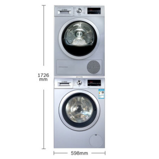 博世(BOSCH) 10公斤洗+9公斤干 WAP242682W+WTW875681W 大容量滚筒 洗烘套装 银色(附件商品仅展示)