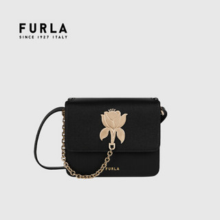 芙拉 FURLA 21SS春夏 奢侈品 TUBEROSA系列女士黑色迷你号玉兰花单肩斜挎包