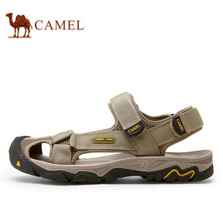 骆驼（CAMEL） 舒适耐磨织带网布休闲户外魔术贴沙滩男凉鞋 A122307622 沙色 42