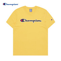 Champion冠军T恤2021春夏新款LOGO袖口休闲短袖粉红色T恤无性别 EM-TTS05 黄色 M