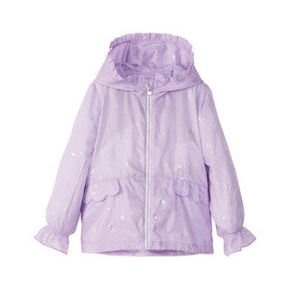商场同款安奈儿童装女童春装夹克2021年新款洋气亮片女孩外套连帽春秋装 紫紫花 120cm