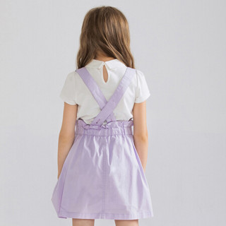商场同款安奈儿童装女童夏款梭织背带裙2021新款商场同款洋气6岁女孩吊带 海芋紫 150cm