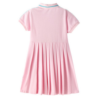 Annil 安奈儿 商场同款安奈儿童装女童短袖连衣裙2021夏新款 嫣蔓粉 110cm