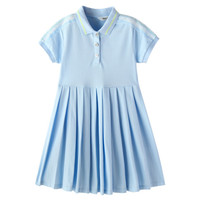 商场同款安奈儿童装女童短袖连衣裙2021夏新款 水雾蓝 120cm