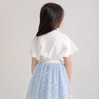 商场同款安奈儿童装女童圆领短袖T恤2021夏新款 米白 150cm