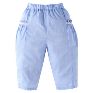 商场同款安奈儿童装女童全腰梭织七分裤2021夏新款 蓝白条 120cm