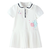 商场同款安奈儿童装女童短袖连衣裙2021夏新款 米白 110cm