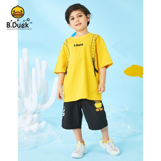 B.duck小黄鸭童装男童短袖T恤2021夏季新款儿童洋气潮流上衣 MBF2202518 阳光黄 105cm