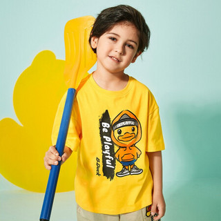 B.duck小黄鸭童装儿童T恤2021夏季新款纯棉半袖潮流上衣t 阳光黄 110cm