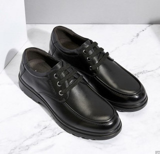 奥康男鞋 正装商务系带平底舒适日常男皮鞋单鞋 41 黑色