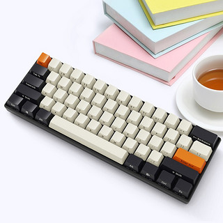 AJAZZ 黑爵 I610T 61键 双模无线机械键盘 侧刻 黑橙 AJAZZD红轴 单光