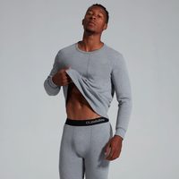 男士加厚加绒圆领保暖套装 螃蟹秘密