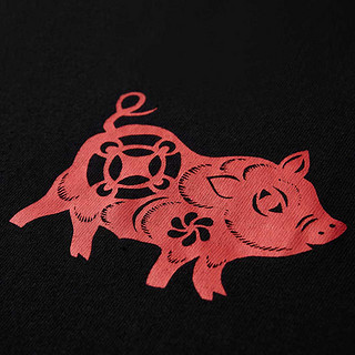 剪纸猪印花T恤