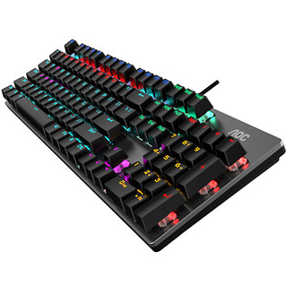 AOC 冠捷 GK410 104键 有线机械键盘 黑色 国产黑轴 混光