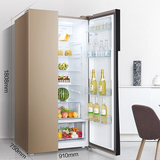 商品midea美的bcd638wkpzme单循环风冷对开门冰箱638l金色