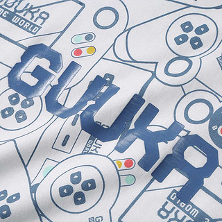 Guuka游戏机印花纯棉五分袖T恤 情侣同款F3886