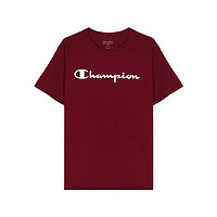 Champion 草写logo酒红色圆领短袖T恤GT23H