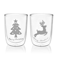 心想甄选圣诞双层玻璃杯 2只装