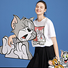 爱居兔夏季新款女装街头风猫和老鼠联名时尚短袖T恤 M 漂白D5