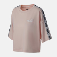 PUMA彪马女装新款运动服休闲上衣圆领LOGO短袖T恤