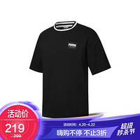 彪马 PUMA 男子 基础系列 SUMMER COURT Crew 短袖T恤 845861 01 黑色 亚洲码 XL 185/104A