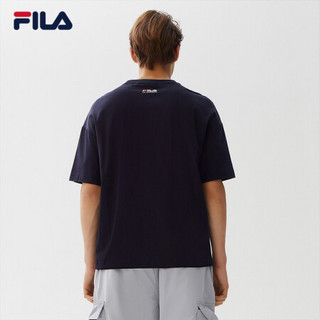 FILA 斐乐官方男士短袖T恤2021年夏季新款运动休闲打底衫 传奇蓝-NV 165/88A/S