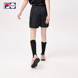 FILA FUSION斐乐潮牌女装针织短裤2021夏季新品时尚运动休闲裤子 深黑-BK（宽松版型，建议拍小一码） 160/62A/S