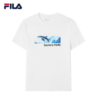 FILA 斐乐官方男士短袖T恤2021年夏季新款纯棉圆领运动上衣 标准白-WT 170/92A/M