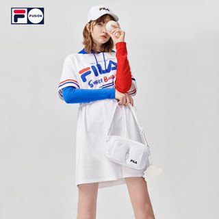 FILA FUSION 斐乐潮牌女装针织连衣裙2021夏季新品时尚运动连帽衫 T11W122308F 标准白-WT（宽松版型，建议拍小一码） 155/76A/XS