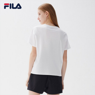 FILA 斐乐官方女士短袖T恤2021年夏季新款纯棉圆领运动上衣 标准白-WT 180/96A/XXL