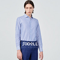 Jodoll 乔顿 秋季条纹衬衫男士长袖衬衫韩版修身棉亚麻商务休闲衬衣