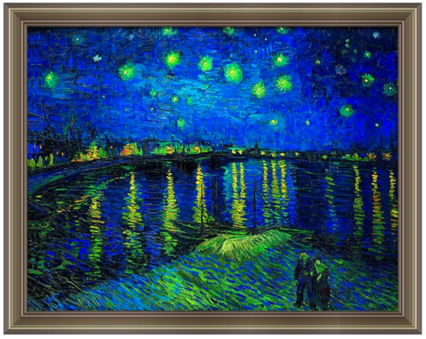 雅昌 现代简约梵高油画装饰画挂画 《罗纳河的星夜》57*70cm 油画布