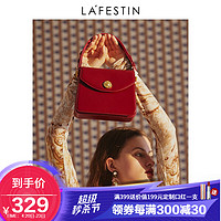 La Festin 拉菲斯汀 包包2021新款潮时尚单肩腋下包简约斜挎红色结婚新娘手提小方包 620930 波尔多红