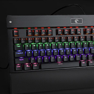 e元素 战隼 Z-77 104键 有线机械键盘 黑色 国产青轴 RGB