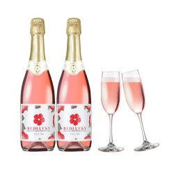 RED LUCKY 红色幸运 香槟气泡果酒 750ml*2支 配礼袋+香槟杯*2