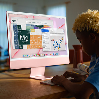Apple 苹果 iMac 2021款 M1 芯片版 24英寸 一体机 粉色（M1、核芯显卡、8GB、256GB SSD、4.5K、MJVA3CH/A、七核）