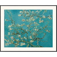 艺术家的礼物 梵高名作复刻版画-盛开的杏花 小号铝合金暖金色 44x55cm 