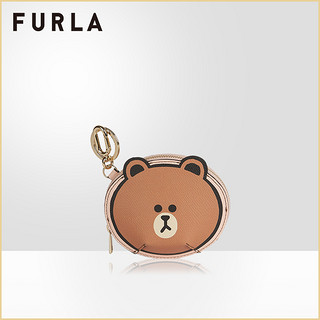 FURLA芙拉LINEFRIENDS2021新品布朗熊可妮兔莎莉鸭女士迷你零钱包（布朗熊玫瑰粉色花色）