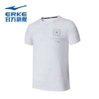 鸿星尔克官方旗舰T恤男夏季透气舒适圆领运动跑步系列男士短袖针织衫 正白 3XL