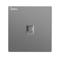 美的(Midea)开关插座 86型暗装面板太空灰 五孔二三插底盒防水盒D01 电脑插座
